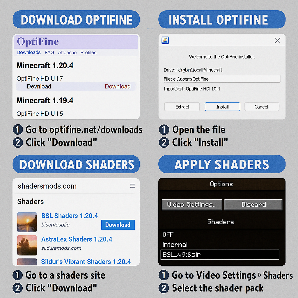 Installation étape par étape de Minecraft OptiFine et des shaders sur ordinateur